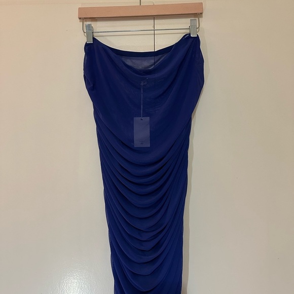 NWT Good American Women's Mesh Ruched Maxi Skirt in Capri Blue Size XL - Picture 4 of 14